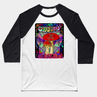 Psychedelic Groovy Magic Mushroom Frog Inner Dimension Trippy Hippy Colorful Tie Dye Shirt Mug Tapestry Sticker + More Baseball T-Shirt